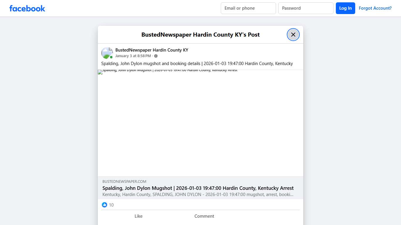 Spalding, John Dylon... - BustedNewspaper Hardin County KY Facebook